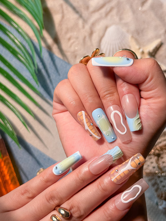 Ongles réutilisables inspiration océan – Collection la mer by nailmusee