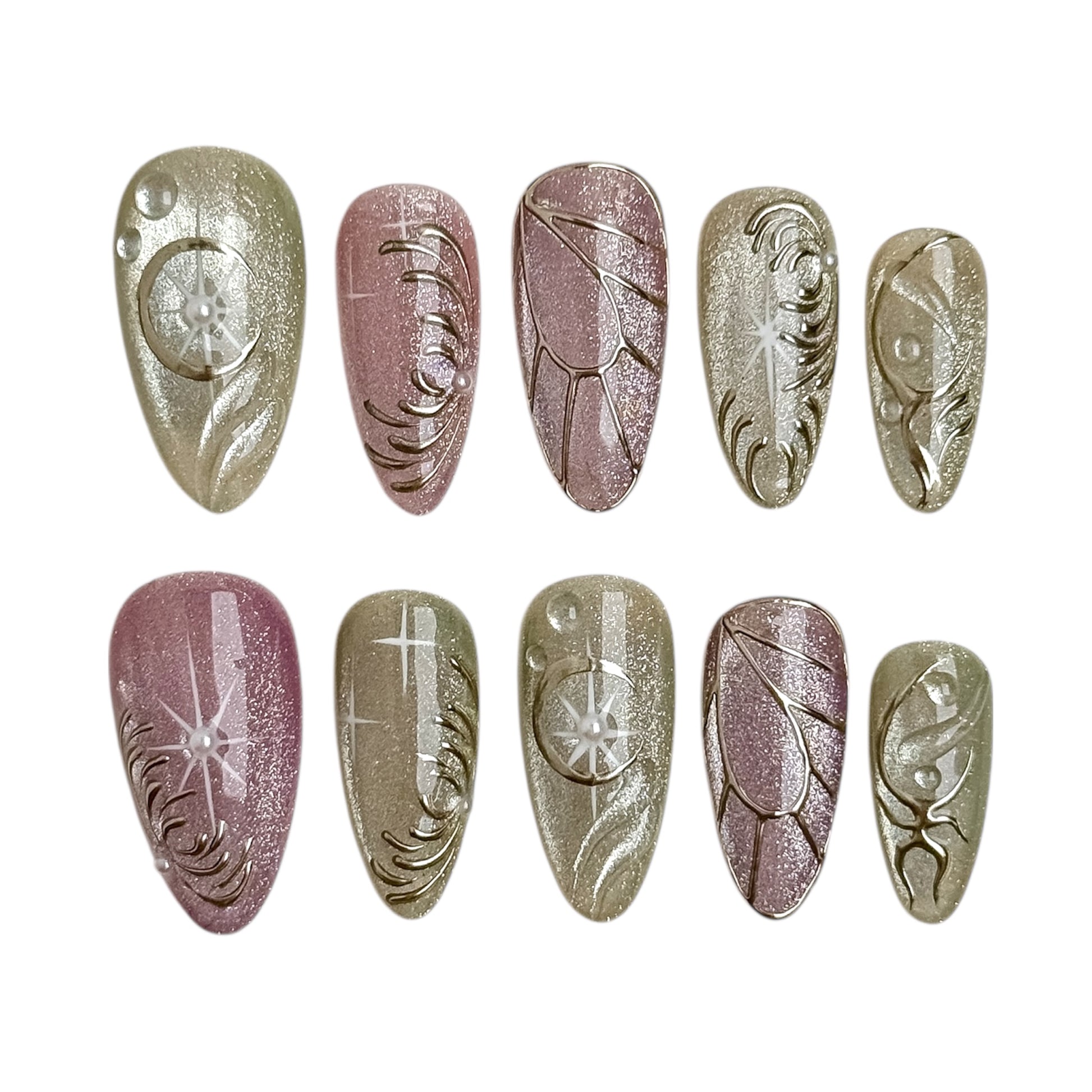 Ongles scintillants rosé et doré Bal Enchanté – NailMusee